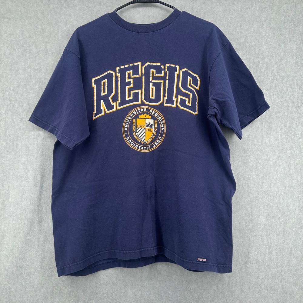 Regis University JanSport T-Shirt Mens XL Blue Graphic Tee Made in USA Vintage